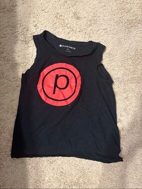 Pure Barre women Black Tank with Red Logo Circle